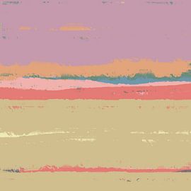 Dreamland. Modern abstract landscape in bright pastel colors. Purple and beige by Dina Dankers