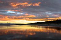 Beach New Zealand sunset reflection