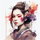 Aquarell Moderne Geisha #7 von Chromatic Fusion Studio Miniaturansicht