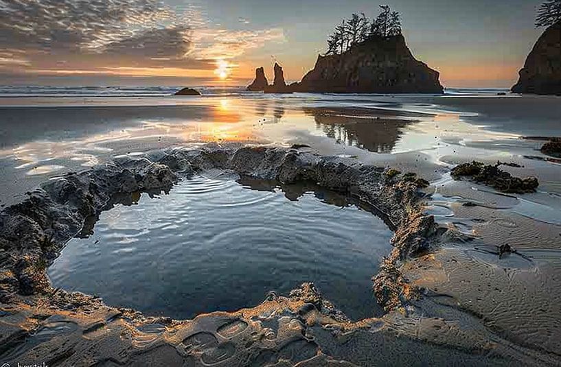 Goldstunde an der Küste von fernlichtsicht