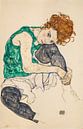 Sitzende Frau mit hochgezogenen Beinen, Egon Schiele von Meisterhafte Meister Miniaturansicht