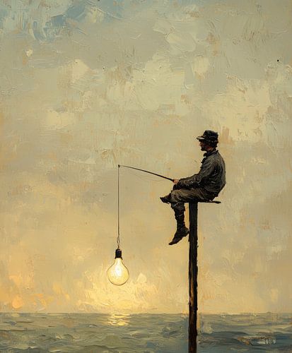 La pêche à la lumière - Rêve surréaliste au bord de la mer