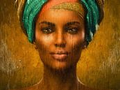 Geschilderde close-up van een Afrikaanse schoonheid van Arjen Roos thumbnail