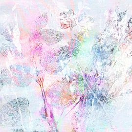 Leafy forest in pastel and pink by Claudia Gründler