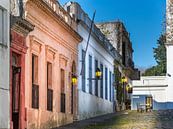 Idyllische smalle straat in de oude stad Colonia Del Sacramento, Uruguay van Jan van Dasler thumbnail