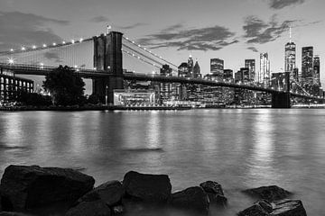 Skyline New York noir et blanc sur Bart van Dinten