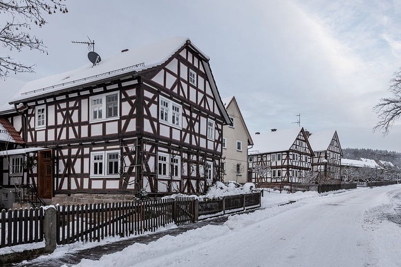 Herleshausen Fachwerkhäuser im Winter von Roland Brack