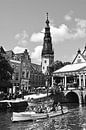 Pentekening Leiden Stadhuis en Kroonbrug Tekening Lijntekening van Hendrik-Jan Kornelis thumbnail