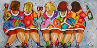 5 Cheering Thick Ladies by Vrolijk Schilderij thumbnail