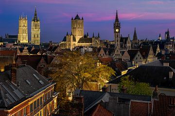 Ghent by night: a unique view of the skyline by Erik Brons