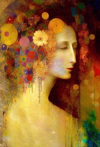 Frau mit Blumen im Haar