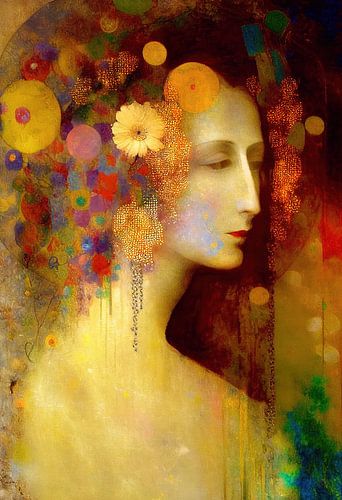 Vrouw met bloemen in het haar