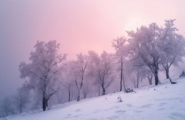 Wintermagie in het bos van fernlichtsicht