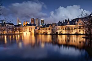 Bâtiments du Parlement, Mauritshuis et Hofvijver à La Haye sur Frans Lemmens