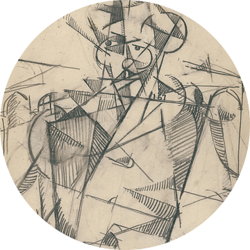 Albert Gleizes - zonder titel [Kubistisch portret van een opgezadelde man] (1914-15)