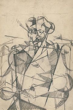 Albert Gleizes - zonder titel [Kubistisch portret van een opgezadelde man] (1914-15) van Peter Balan