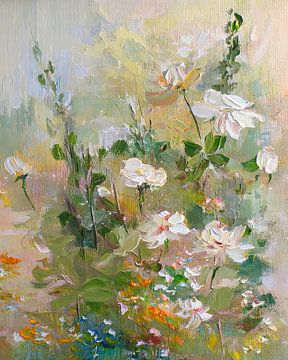 Bloemschilderij van een rozenstruik van Studio Pieternel