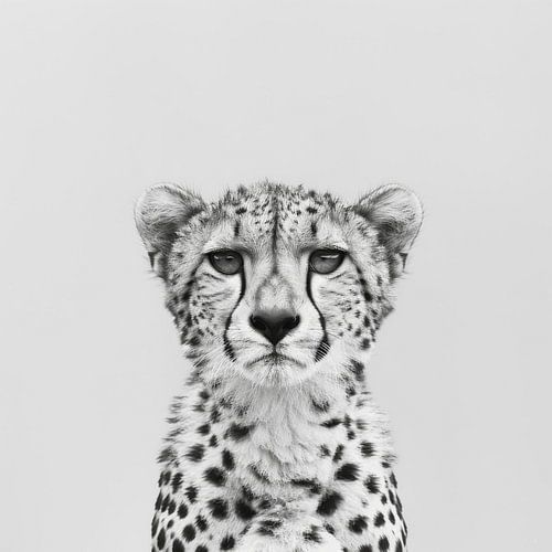 Cheetah portret in zwart-wit