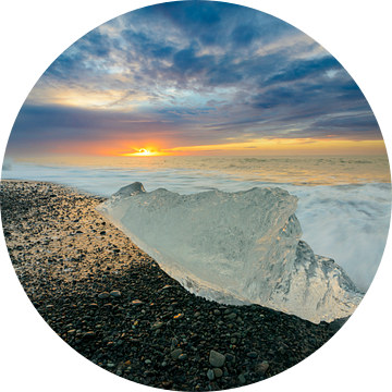 IJsvorm aangespoeld op het Jokulsarlon strand in IJsland