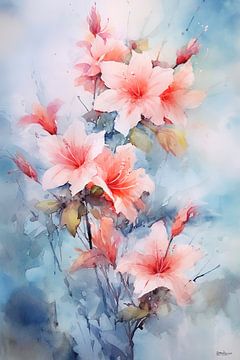 abstract aqaurel of a flower/flowers. by Gelissen Artworks