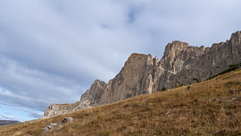 Nature d'Italie - Tyrol du Sud - Les falaises du Rosengarten surplombant les prairies aux couleurs dorées de l'automne sur Sebastian Czech
