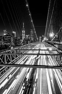 Brooklyn Bridge, New York City (zwart-wit) van Sascha Kilmer