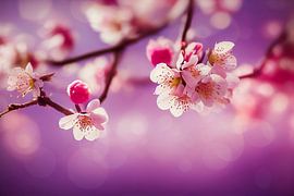 rosa Kirschblüten, Art Illustration