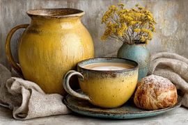 Rustikales Stillleben mit Kaffee und warmen Erdtönen von Joriali Fine Art