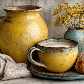 Rustiek stilleven met koffie en warme aardetinten van Joriali Fine Art