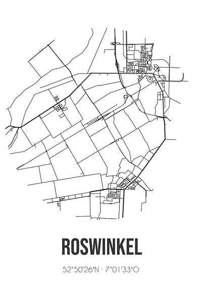 Roswinkel (Drenthe) | Map | Black and white by Prints of Place