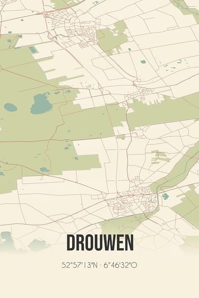 Vintage map of Drouwen (Drenthe) by Prints of Place