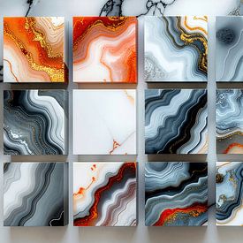 Abstract tiles in 3D style on marble slab by AidasignArt