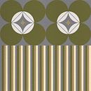 Retro Scandinavisch design geïnspireerd bloemen en bladeren in groen, grijs, beige van Dina Dankers thumbnail