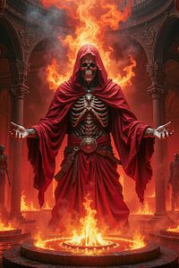 Dark Fantasy Wandbild: DIABRITUS - Grim Reaper bei einem teuflischen Ritual