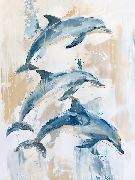 Dolphins Dance in the Deep Sea by Color Square