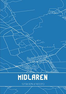 Blaupause | Karte | Midlaren (Drenthe) von Rezona