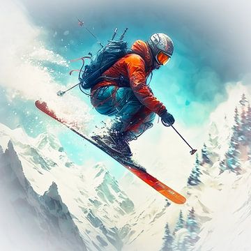 Jumping Skier van Digital Art Nederland