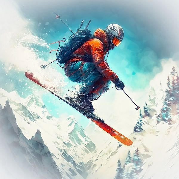 Jumping Skier van Digital Art Nederland