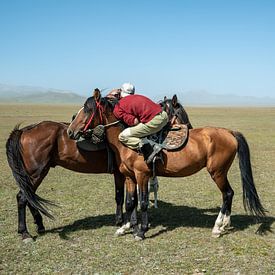 Paard worstelen in Kirgizië van Mickéle Godderis