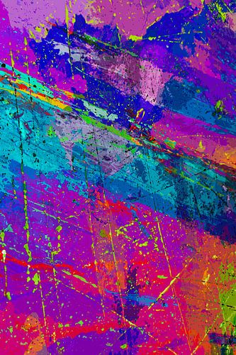 Modern, Abstract Digitaal Kunstwerk in Roze Paars