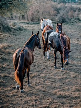 Paarden in Schiedam (AI beeld) van Marjan Tenk