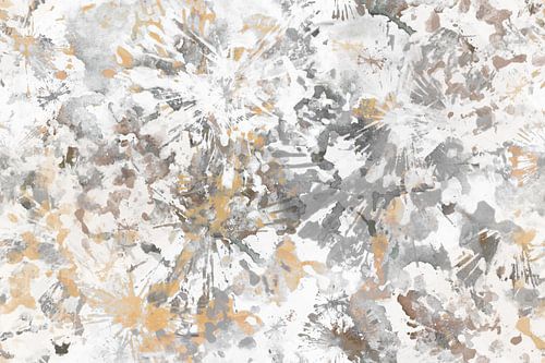 Abstract aquarel schilderij in grijs en goudgeel