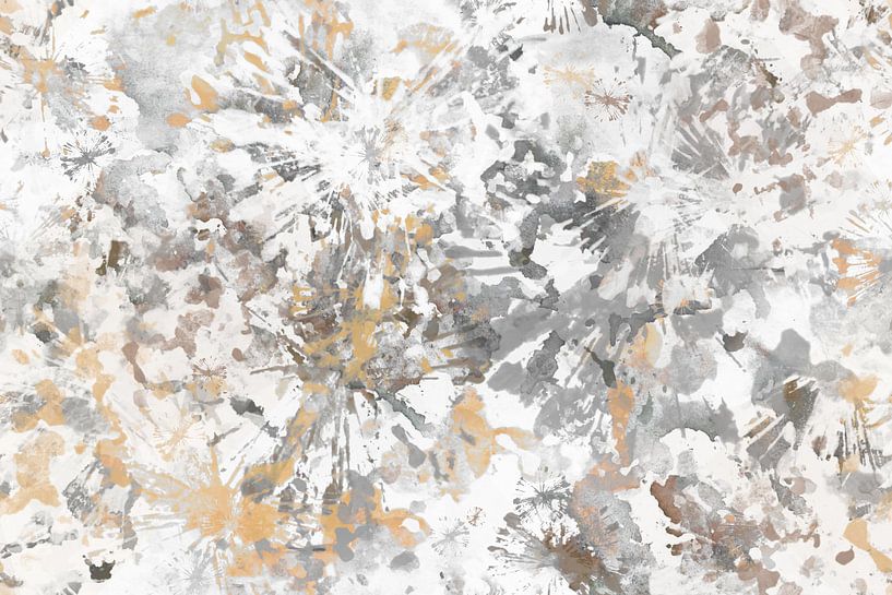 Abstract aquarel schilderij in grijs en goudgeel van Emiel de Lange