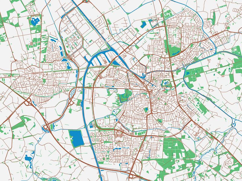 Kaart van Almelo in de stijl Urban Ivory van De Kaartenwinkel