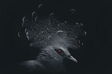 Crown pigeon portrait by Nienke Bot