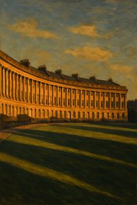 Der sonnenbeschienene Royal Crescent - Baths goldene Gelassenheit