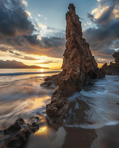 Rotseiland in het avondlicht van fernlichtsicht