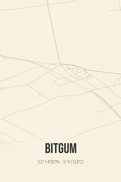 Vintage map of Bitgum (Fryslan) by Prints of Place