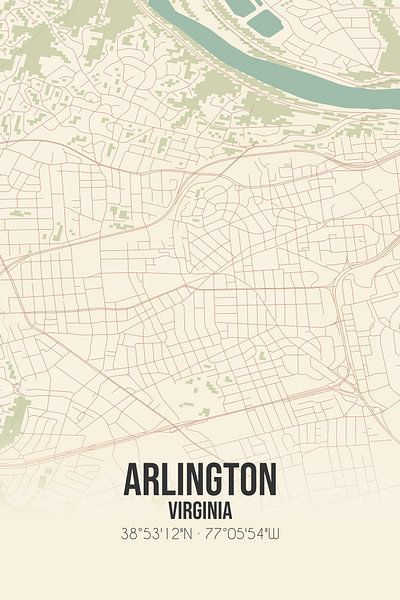 Carte ancienne d'Arlington (Virginie), États-Unis. par Affiches de lieux