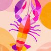 Homard abstrait coloré dans un style d'illustration moderne avec des formes pastel douces sur But First Framing